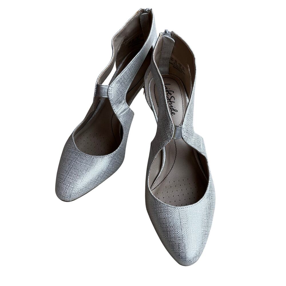 Life stride Giovanna silver pumps high heels dressy shoes US 9M wedding prom